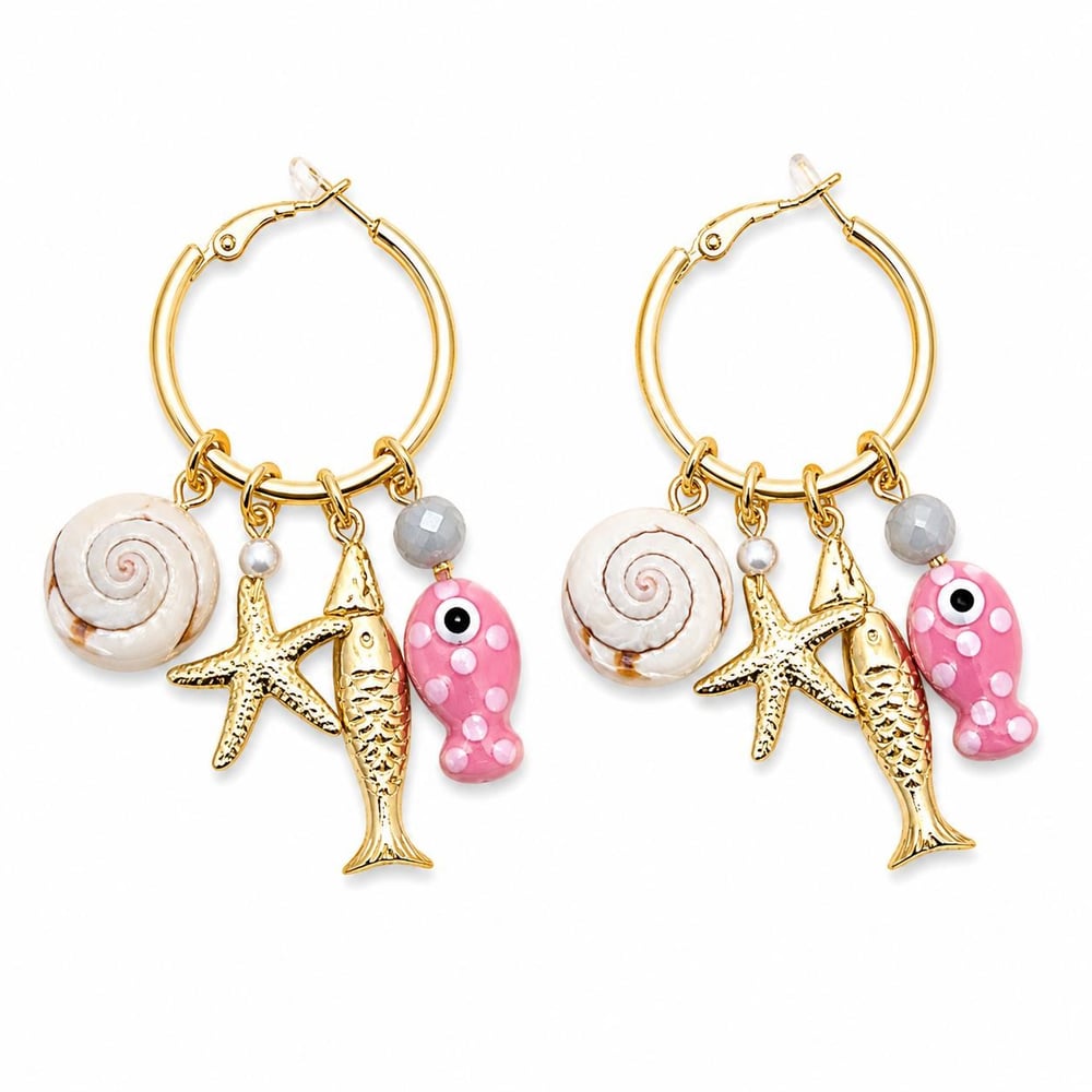 Özel Seri Pembe Şans Balığı Charm Küpe
