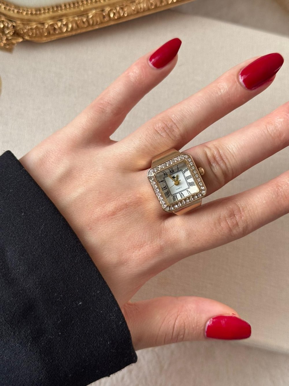 Rivona Square Gold Watch Ring