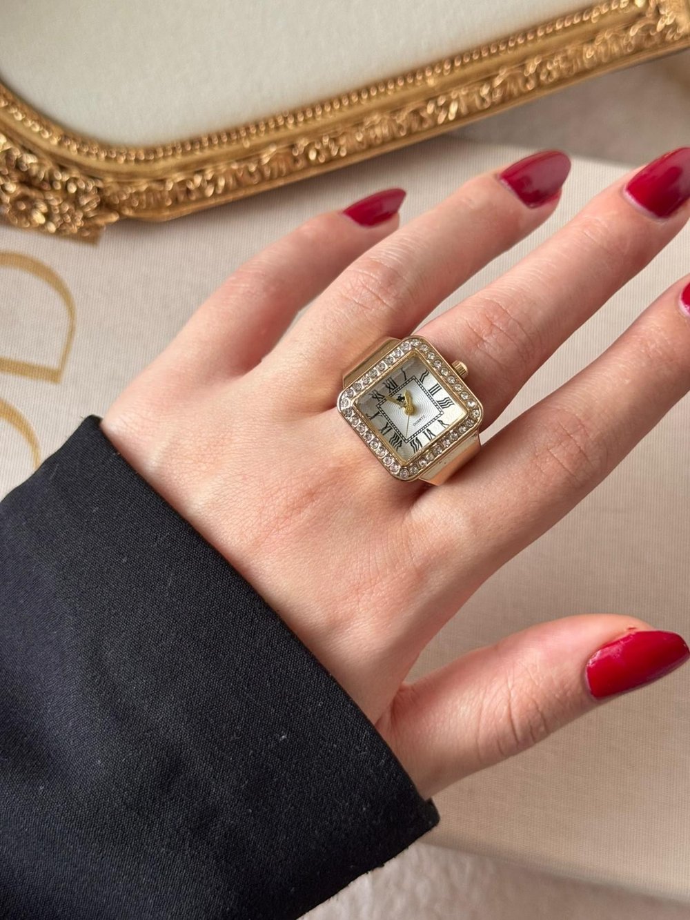 Rivona Square Gold Watch Ring