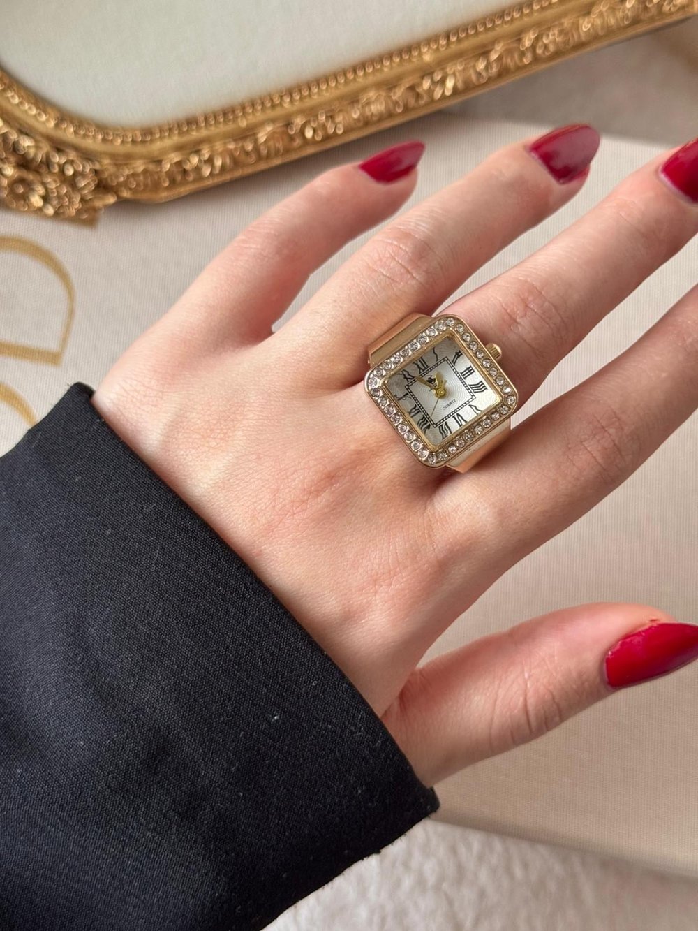 Rivona Square Gold Watch Ring