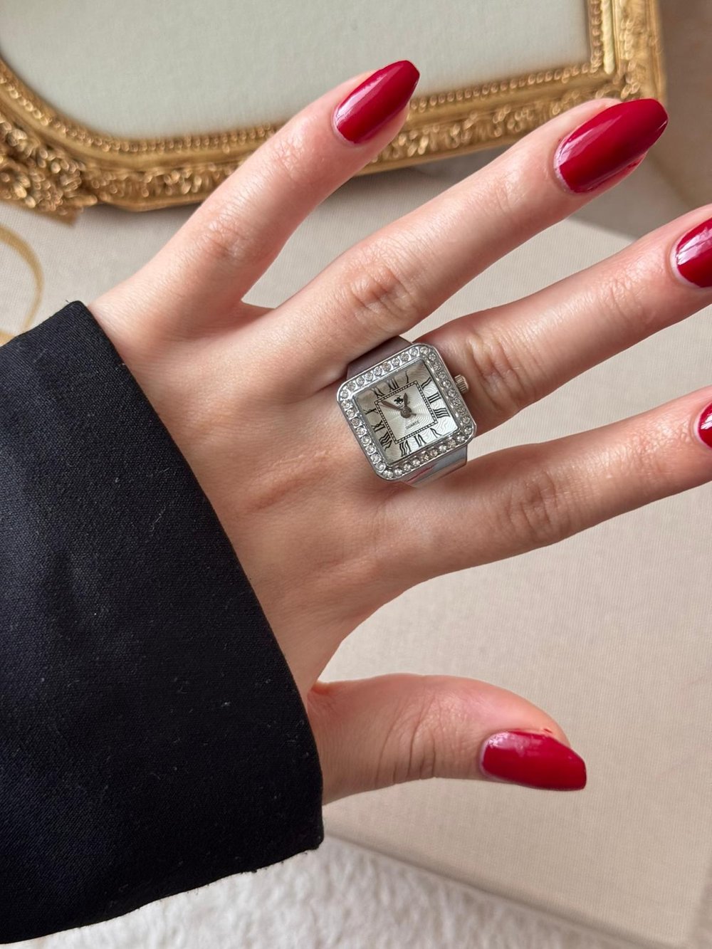 Rivona Square Silver Watch Ring