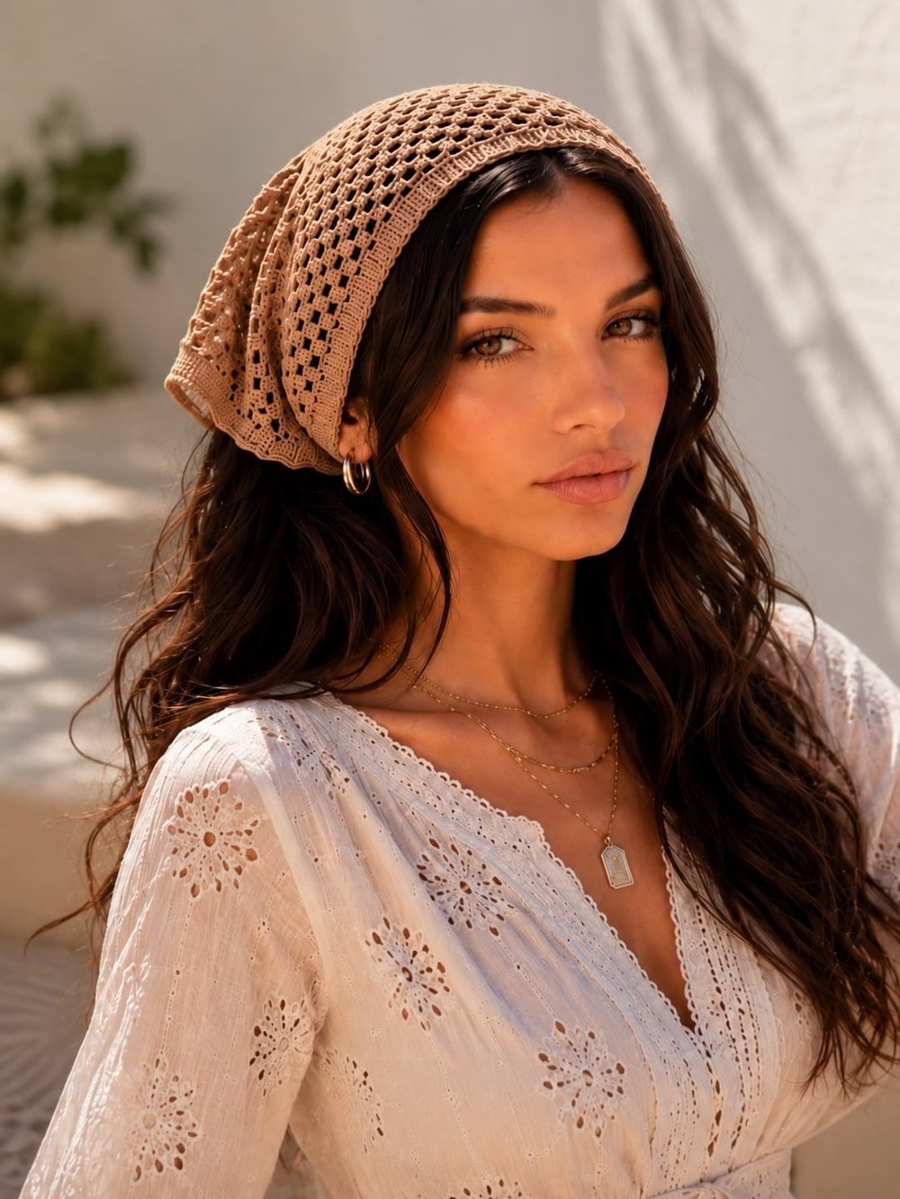 Triko Delikli Örgü Bandana 3986