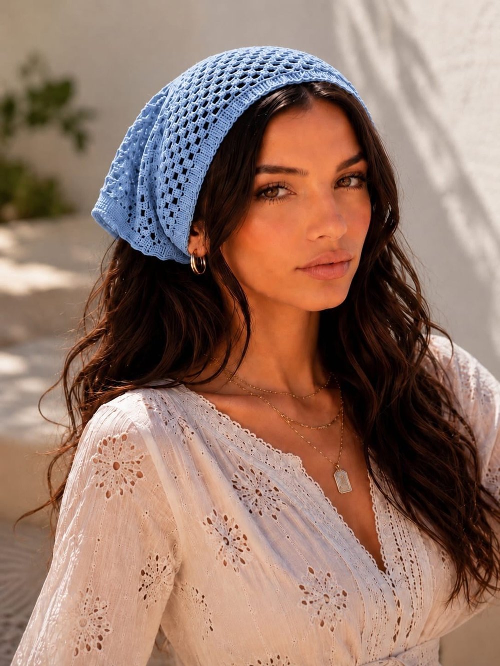 Triko Delikli Örgü Bandana 3987