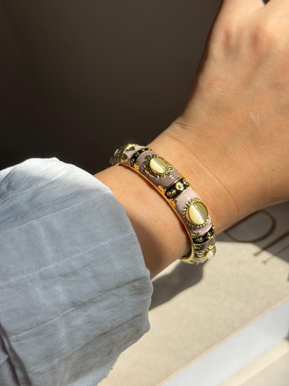 Vintage Pembe Taşlı Bileklik 4009
