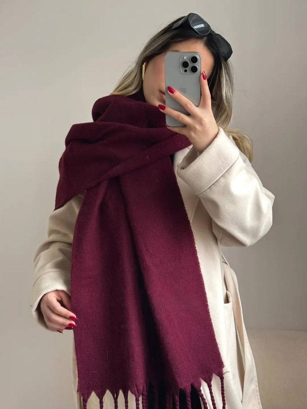 Yumuşak Dokulu Pinterest Atkı Gri 4055