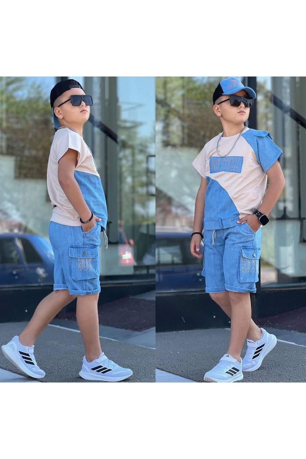 BOY STYLE NAKIŞLI ŞORTLU ŞAPKALI ERKEK TAKIM