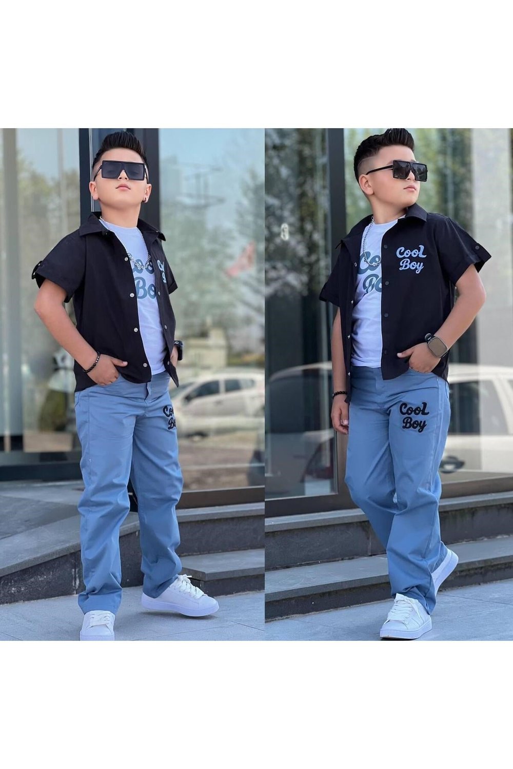 COOL BOY NAKIŞLI GÖMLEKLİ 3LÜ ERKEK TAKIMI