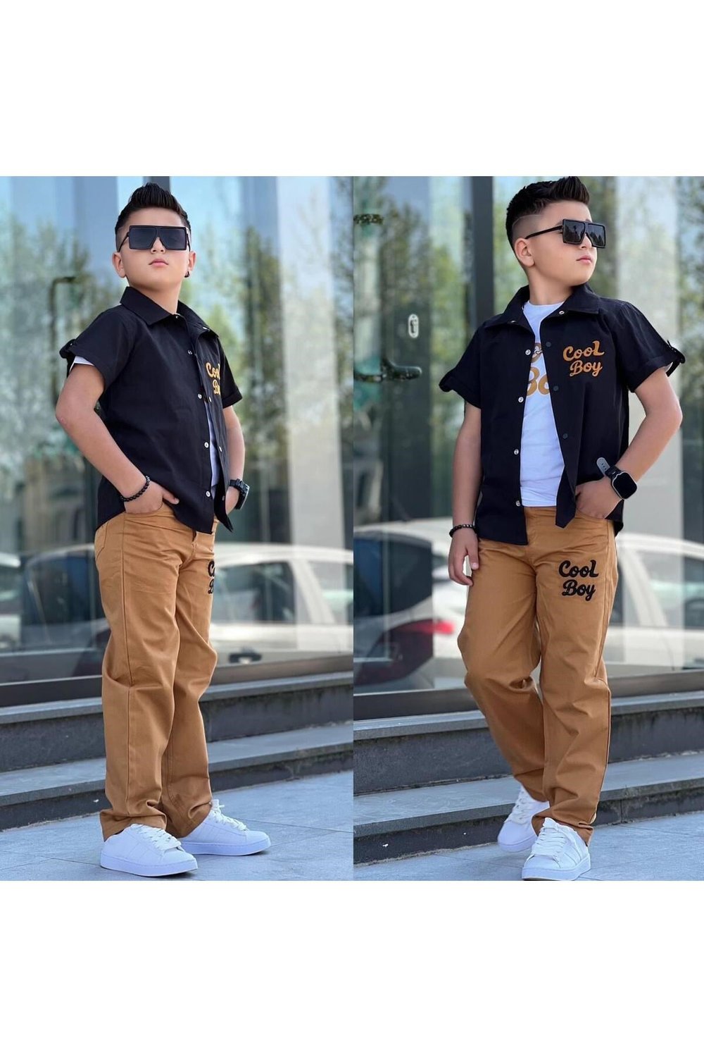 COOL BOY NAKIŞLI GÖMLEKLİ 3LÜ ERKEK TAKIMI