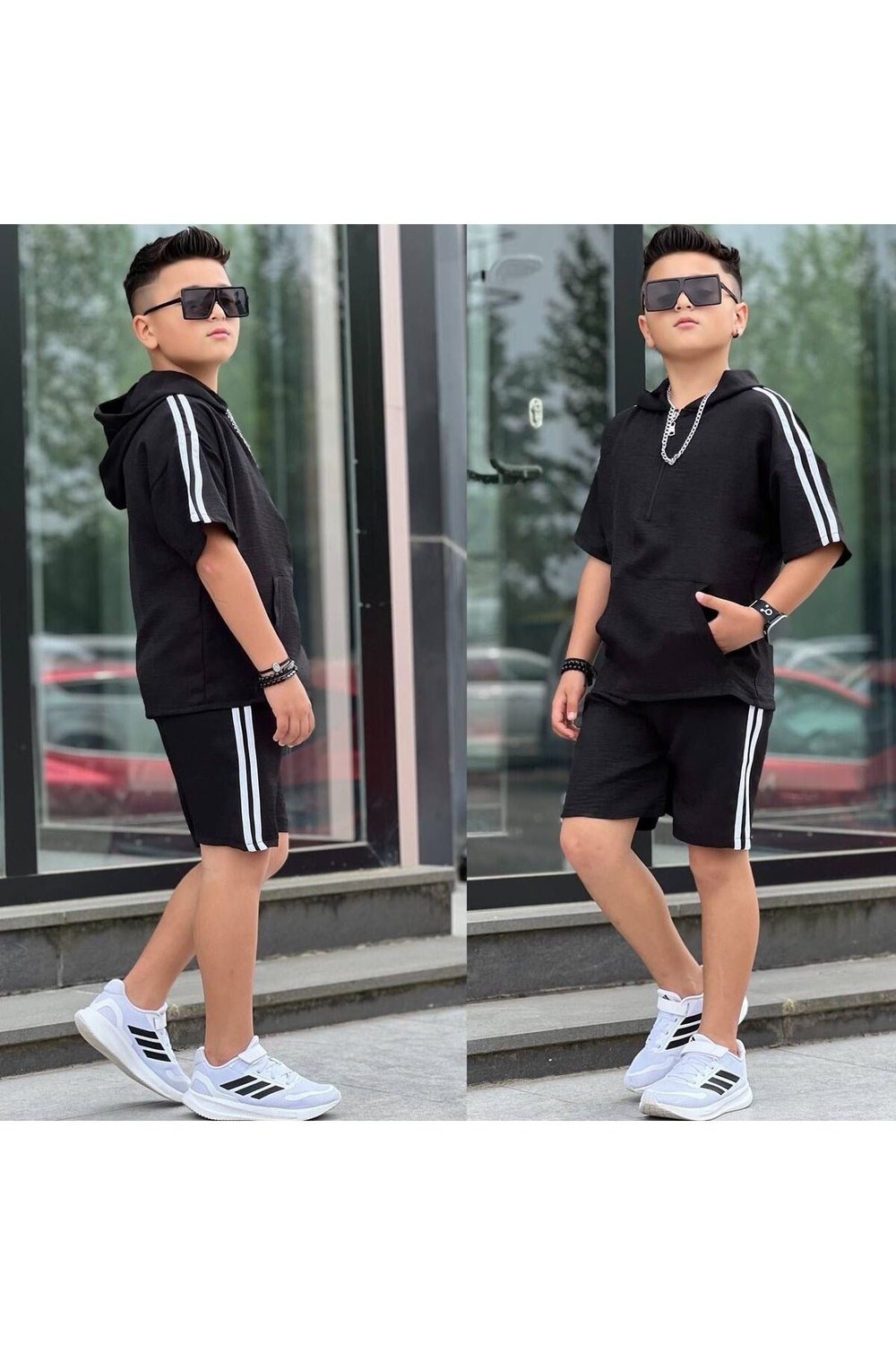 KAPÜŞONLU ŞORTLU SOFYA KETEN KUMAŞ 2Lİ ERKEK TAKIM