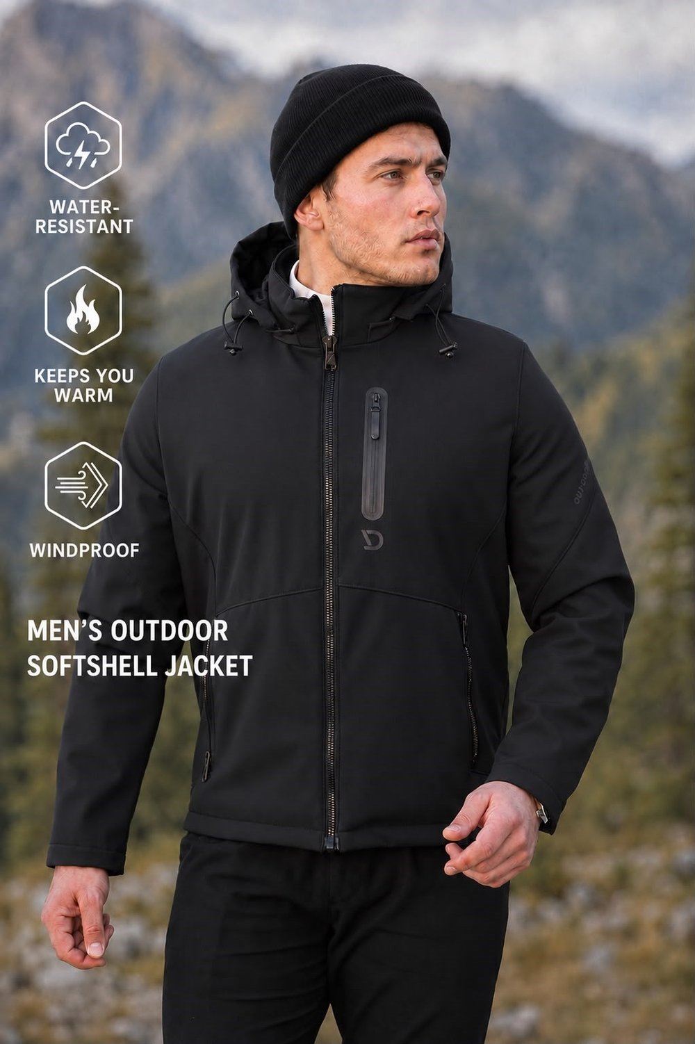 Erkek softshell kumaş mont