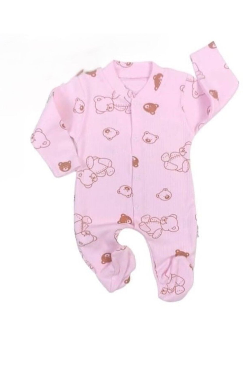 Hediyelik Pembe Ayıcık Baskılı Bebek Body & Zıbın