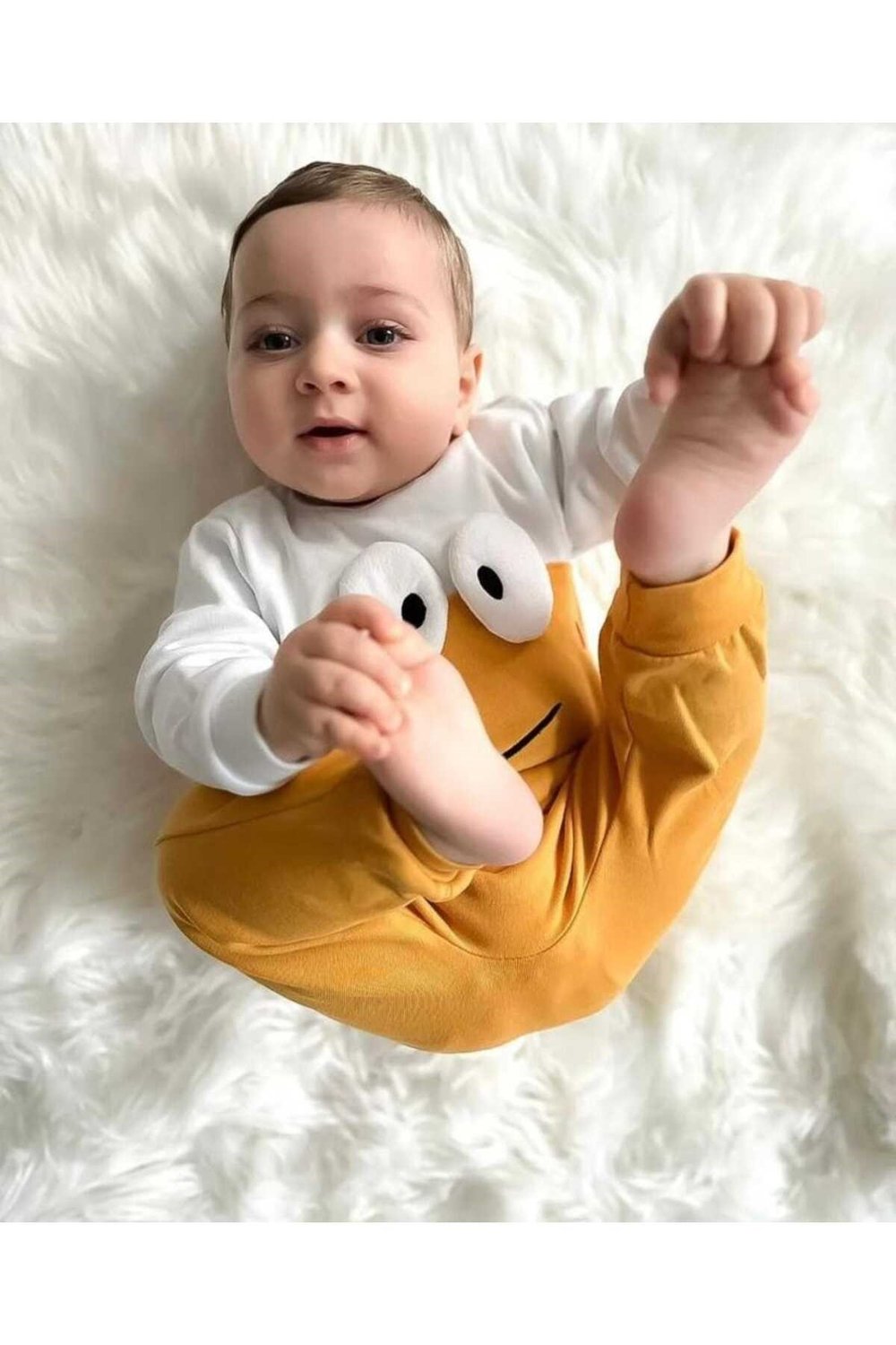 Pamuk Kumaş Gözlü Detaylı Aylık Bebek Alt Üst Takım