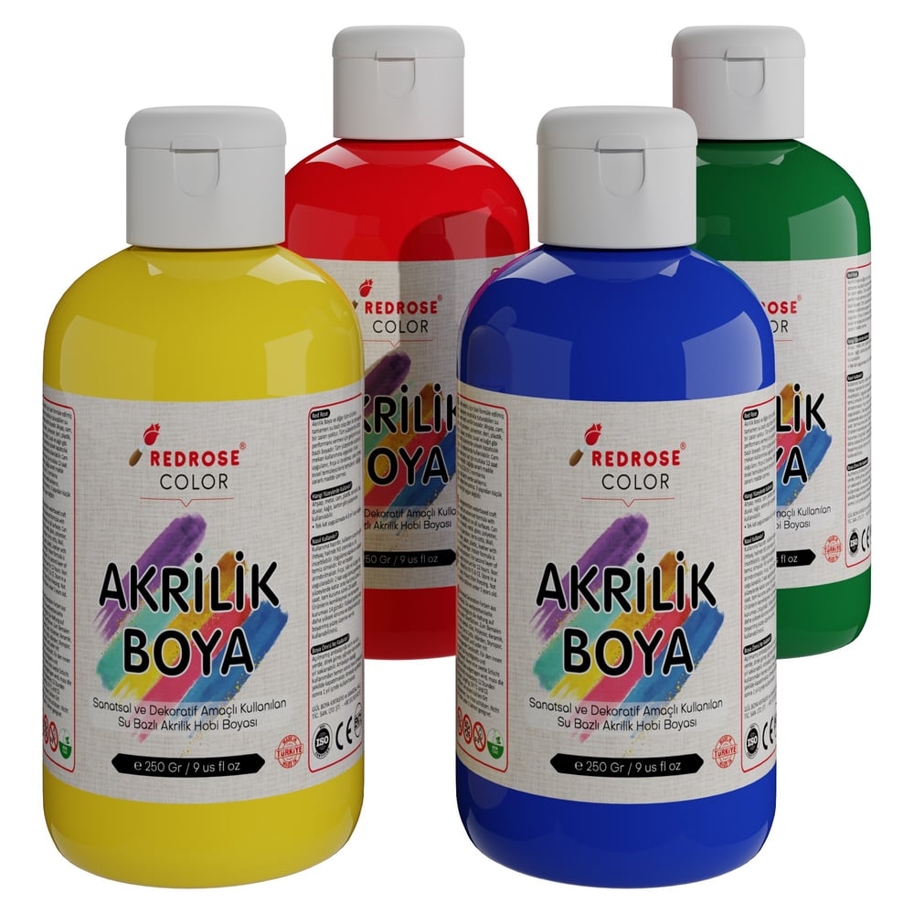 Ana Renkler Akrilik Boya 4'lü Set 4x250gr