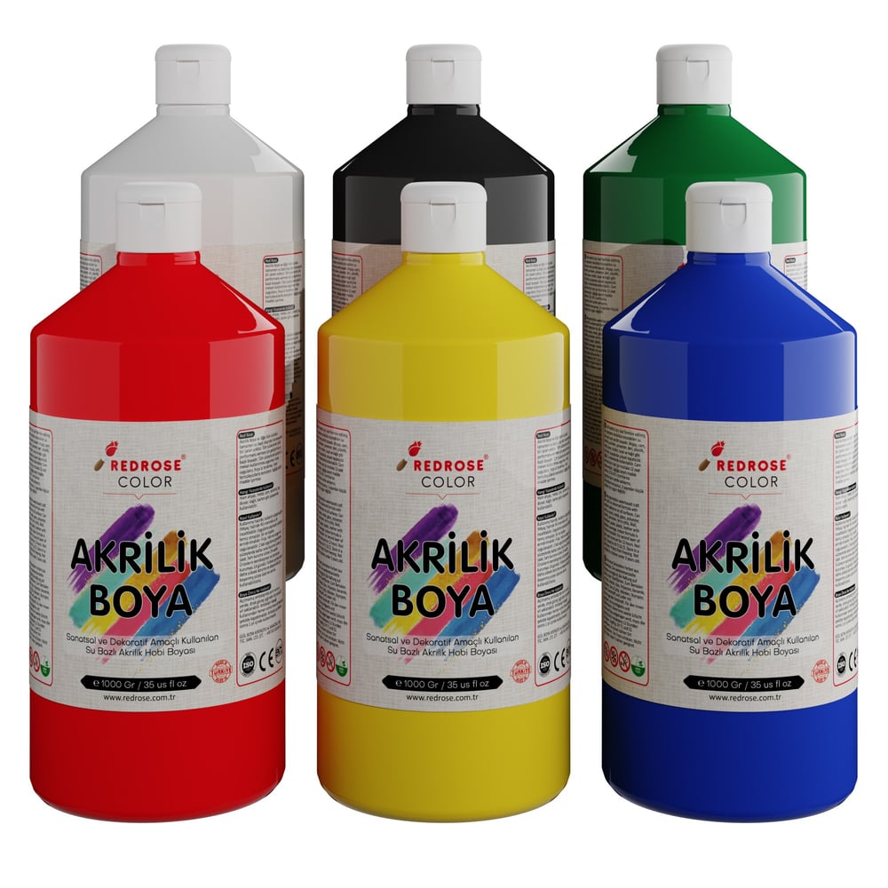 Ana Renkler Akrilik Boya 6'lı Set 6x1000gr