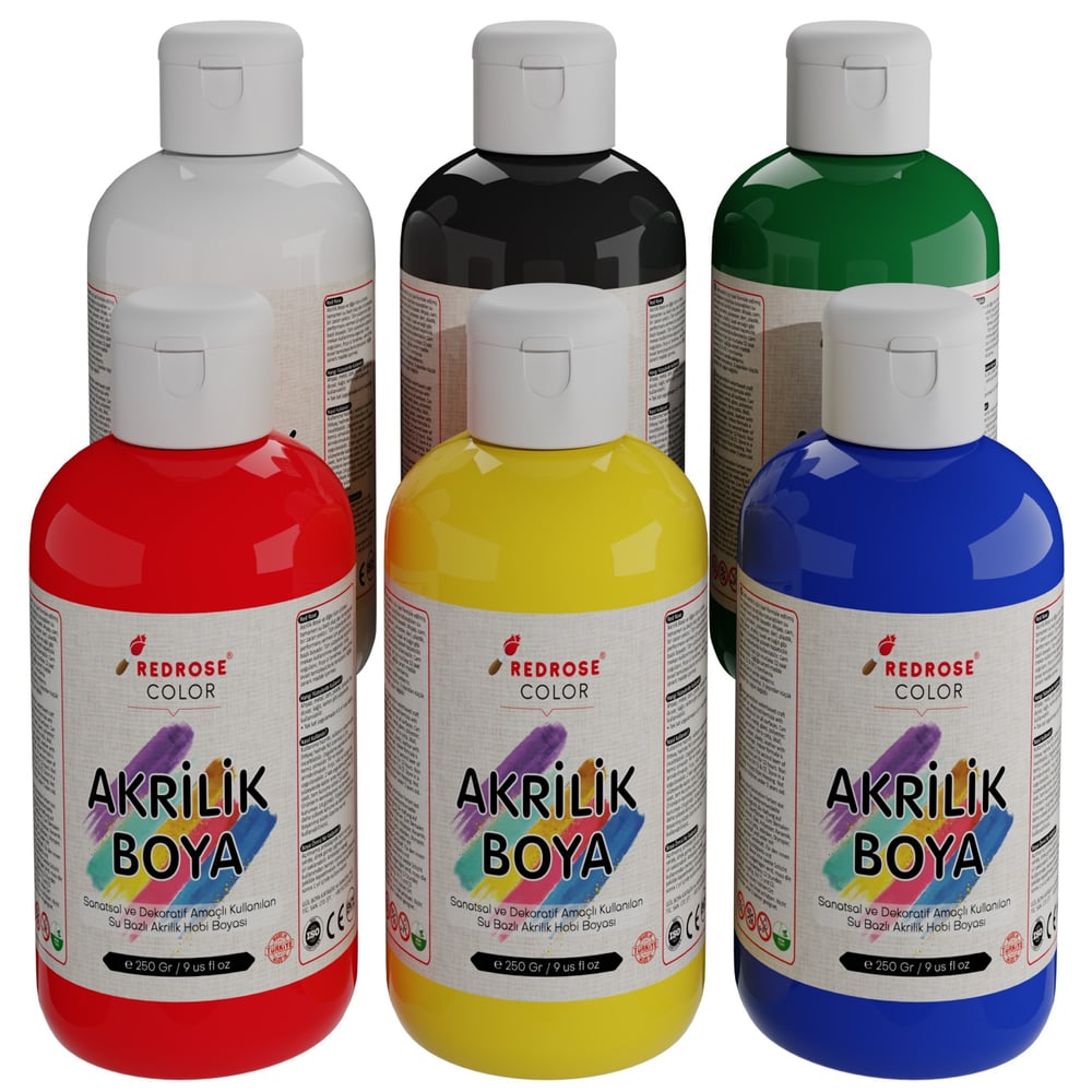 Ana Renkler Akrilik Boya 6'lı Set 6x250gr