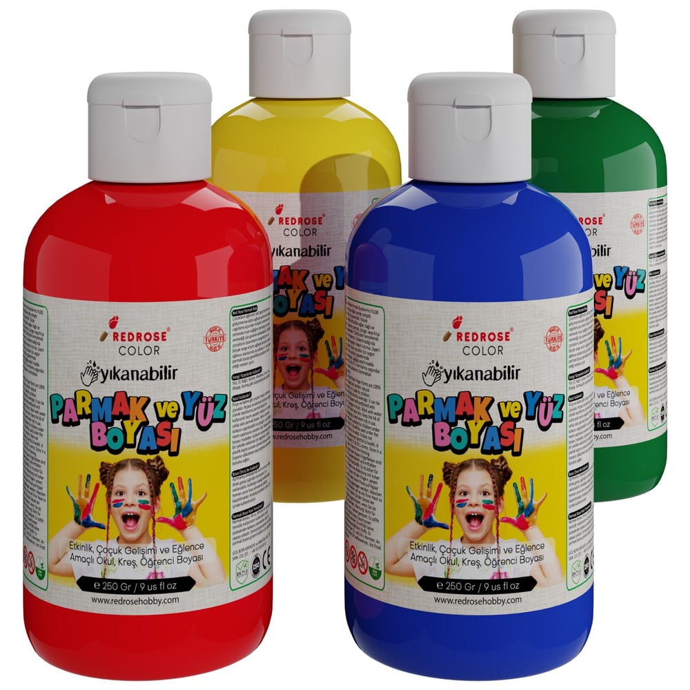 Ana Renkler Parmak Boyası 4'lü Set 4x250gr