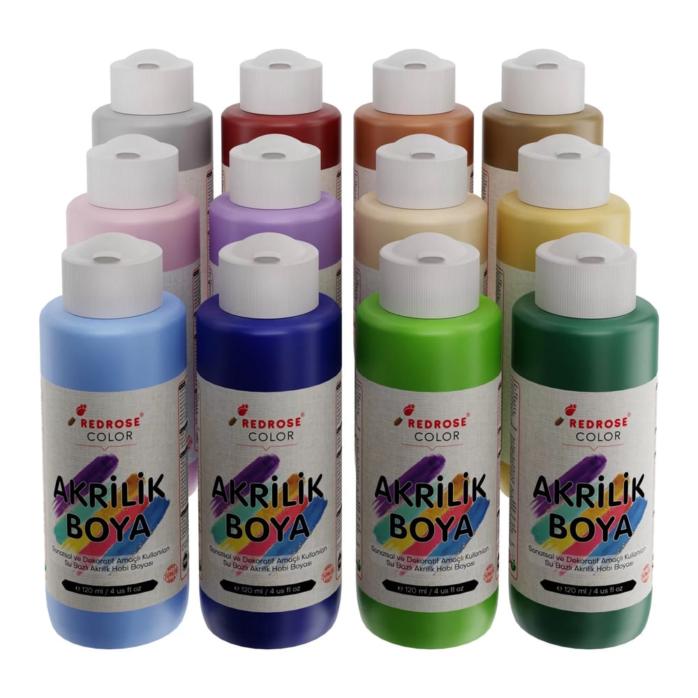 Pastel Renkler Akrilik Boya 12'li Set 12x120ml
