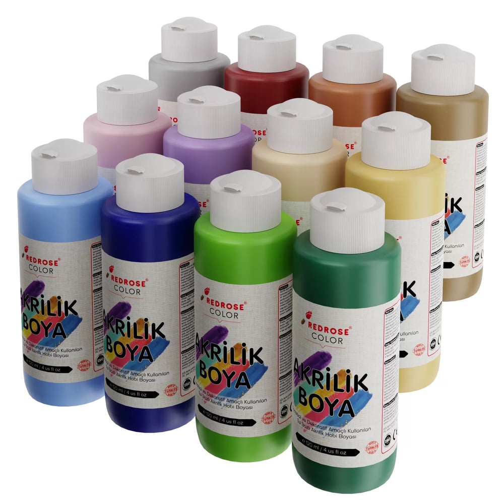 Pastel Renkler Akrilik Boya 12'li Set 12x120ml
