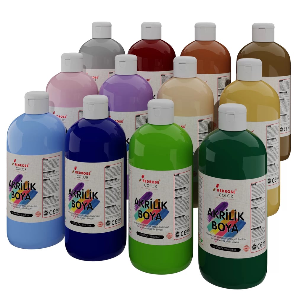 Pastel Renkler Akrilik Boya 12'li Set 12x500gr