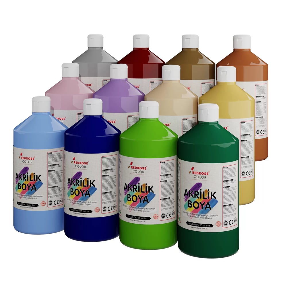 Pastel Renkler Akrilik Boya 12'li Set 12x1000gr