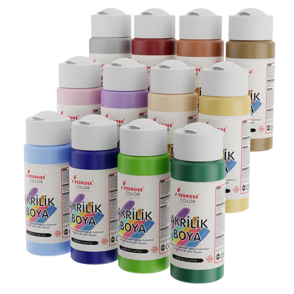 Pastel Renkler Akrilik Boya 12'li Set 12x60ml