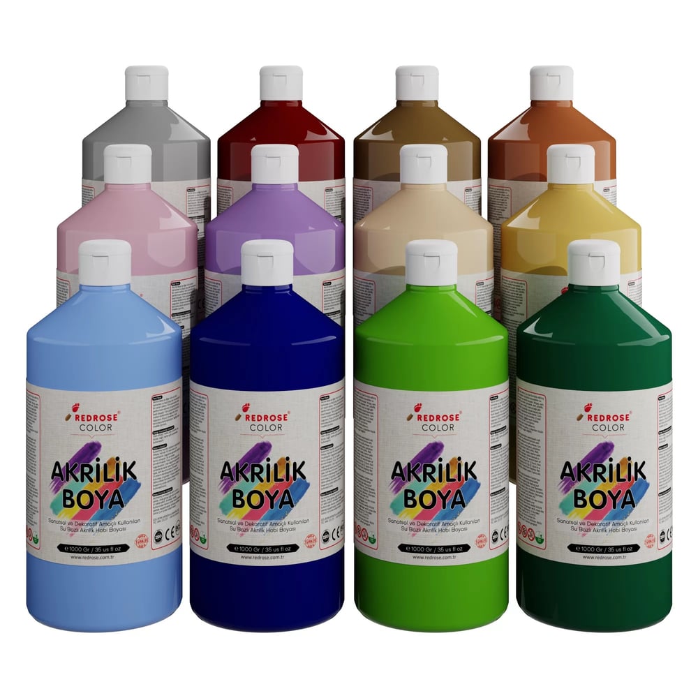 Pastel Renkler Akrilik Boya 12'li Set 12x1000gr