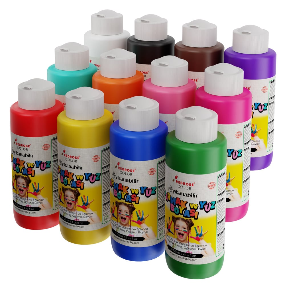 Tüm Renkler Parmak Boyası 12'li Set 12x120ml