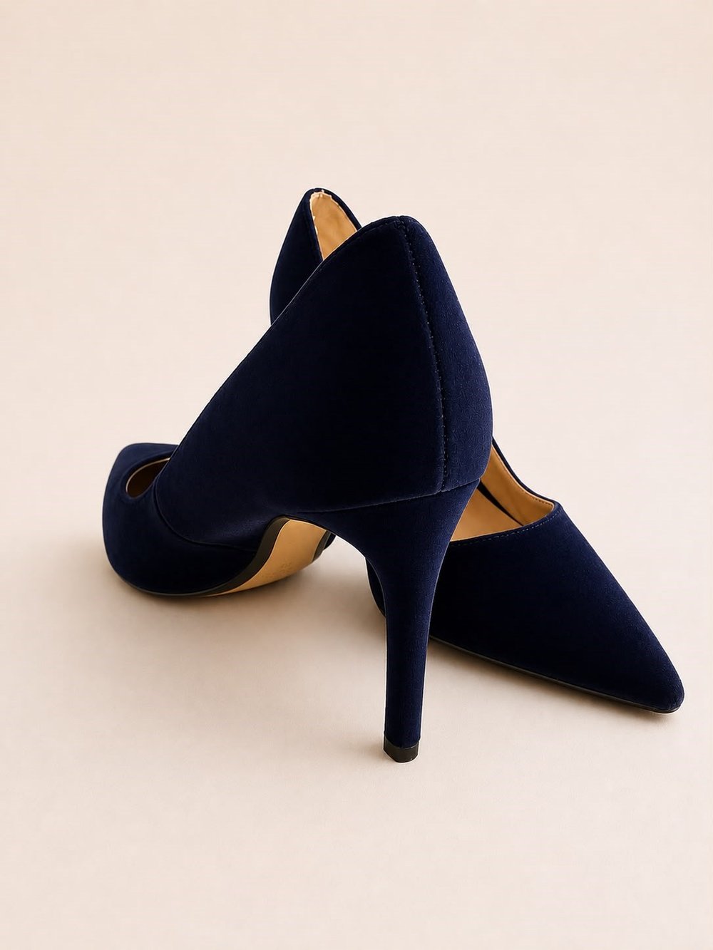 MANGO Lacivert Süet Stiletto Topuklu