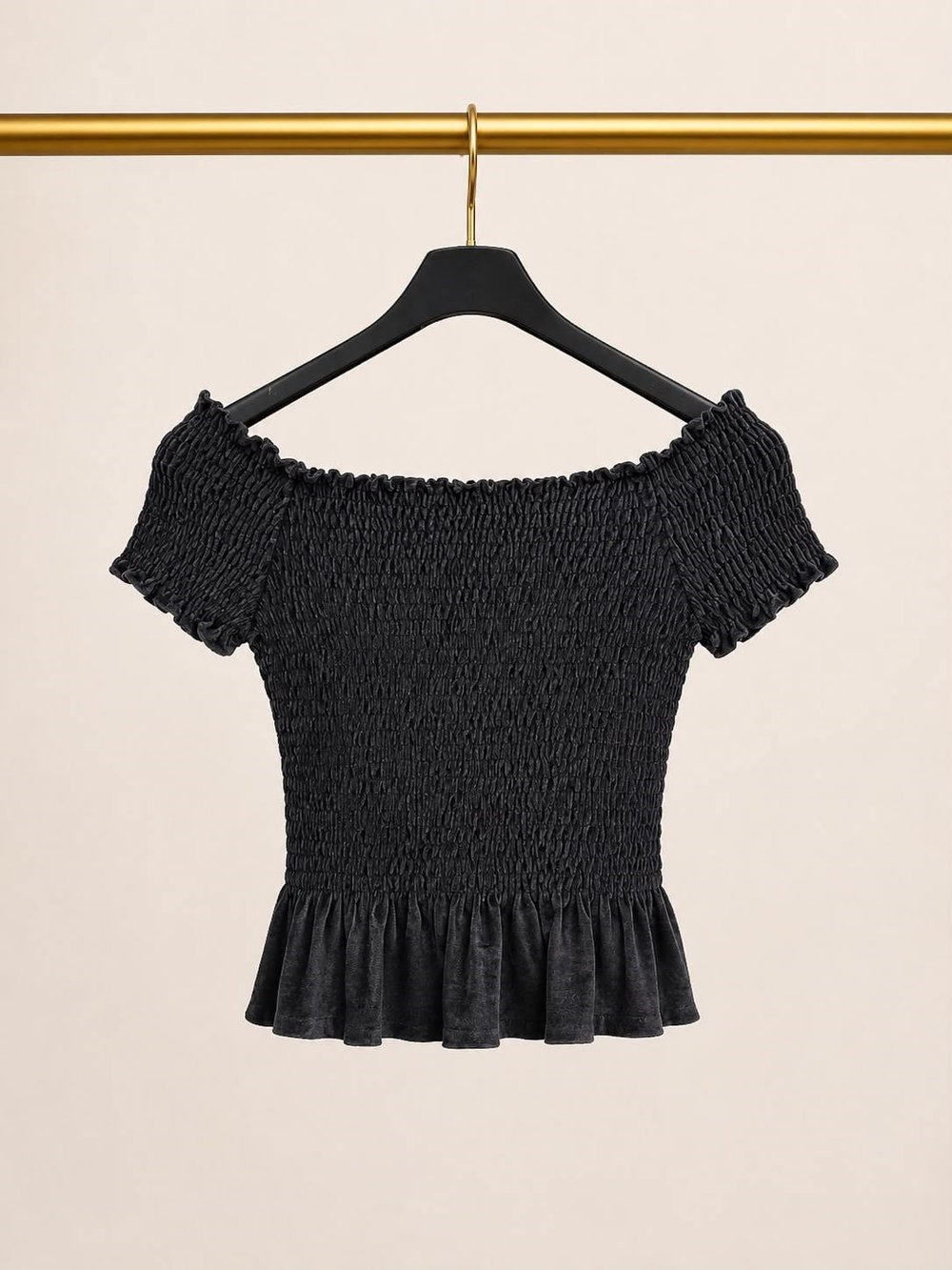 River Island Siyah Gipeli Omuz Dekolteli Crop Bluz