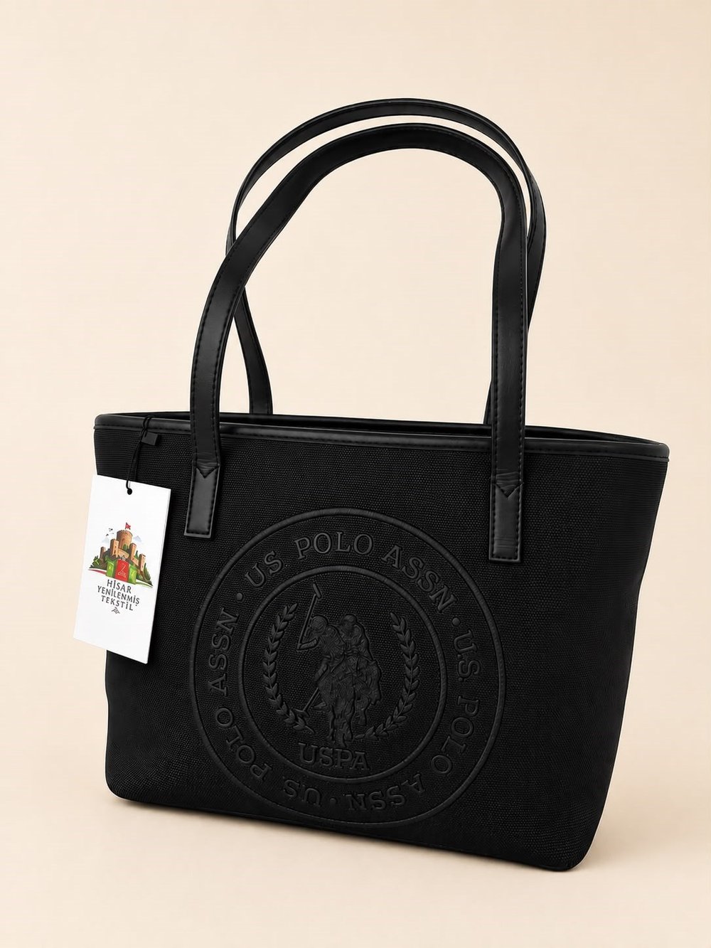U.S. Polo Assn. Siyah Deri Detaylı Omuz / Kol Çantası – Orijinal