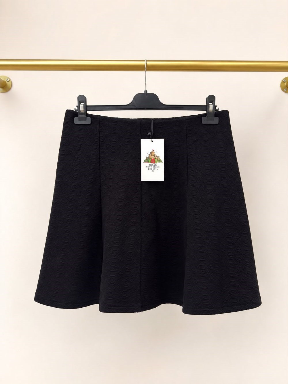 XSIDE Siyah Dokulu Mini Etek | XL | Yüksek Bel Günlük & Şık