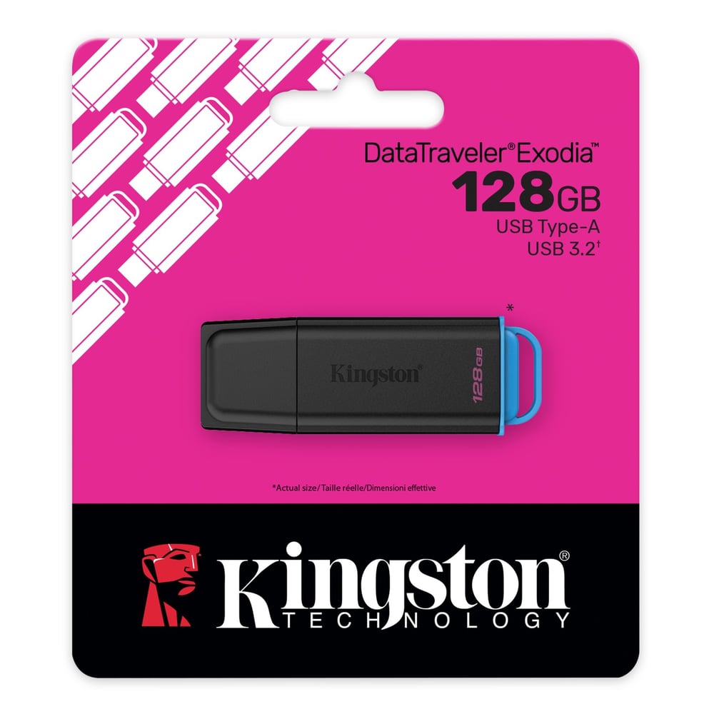 Kingston 128GB Portable USB 3.2 Gen 1 DataTraveler Exodia Black/Blue