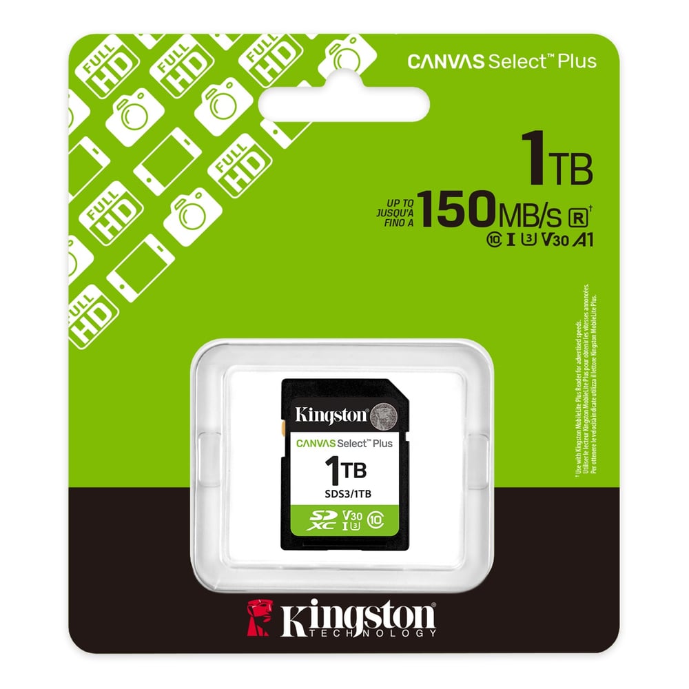 Kingston 1TB SDXC Canvas Select Plus Gen3 150MB/s C10 UHS-I U3 V30