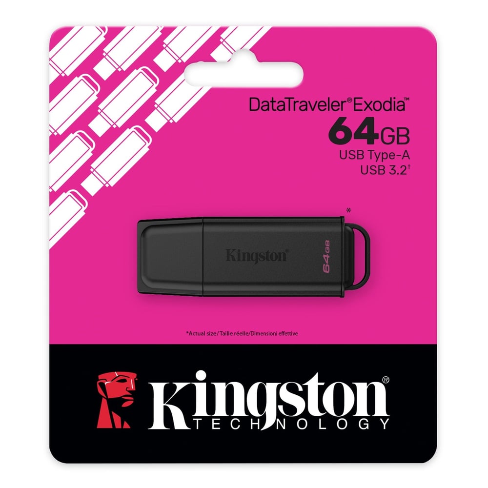 Kingston 64GB Portable USB 3.2 Gen 1 DataTraveler Exodia Black