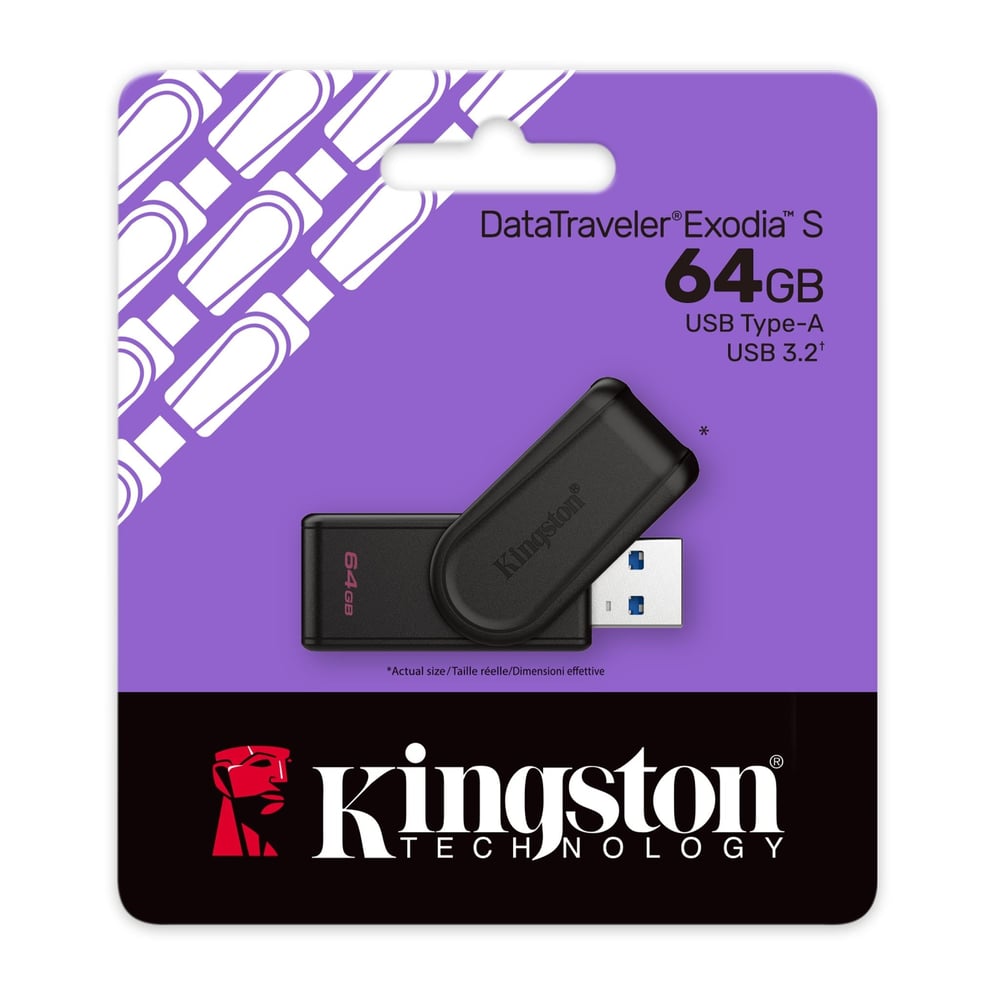 Kingston 64GB USB 3.2 Gen 1 DataTraveler Exodia S (Black + Black)