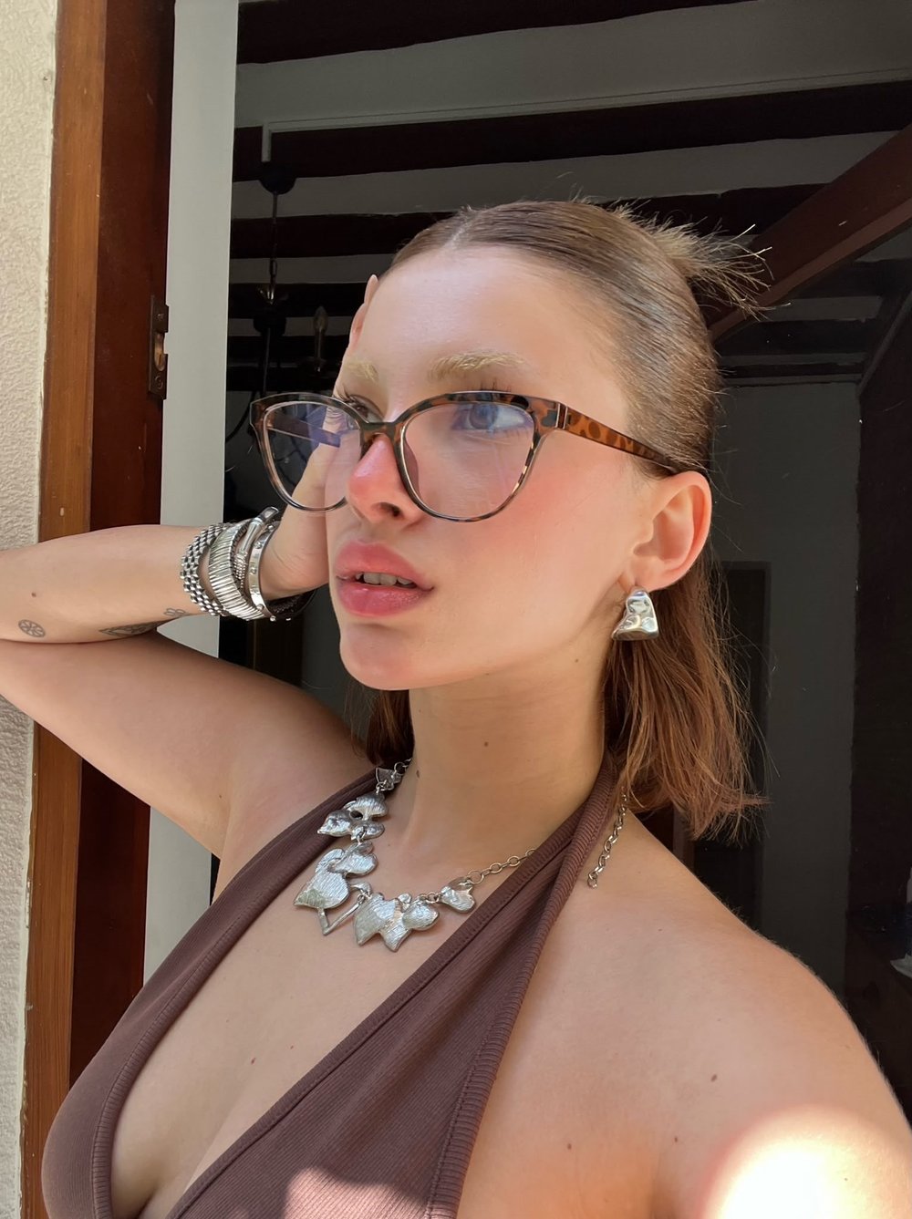 Katie Leopar Blue Block Gözlük