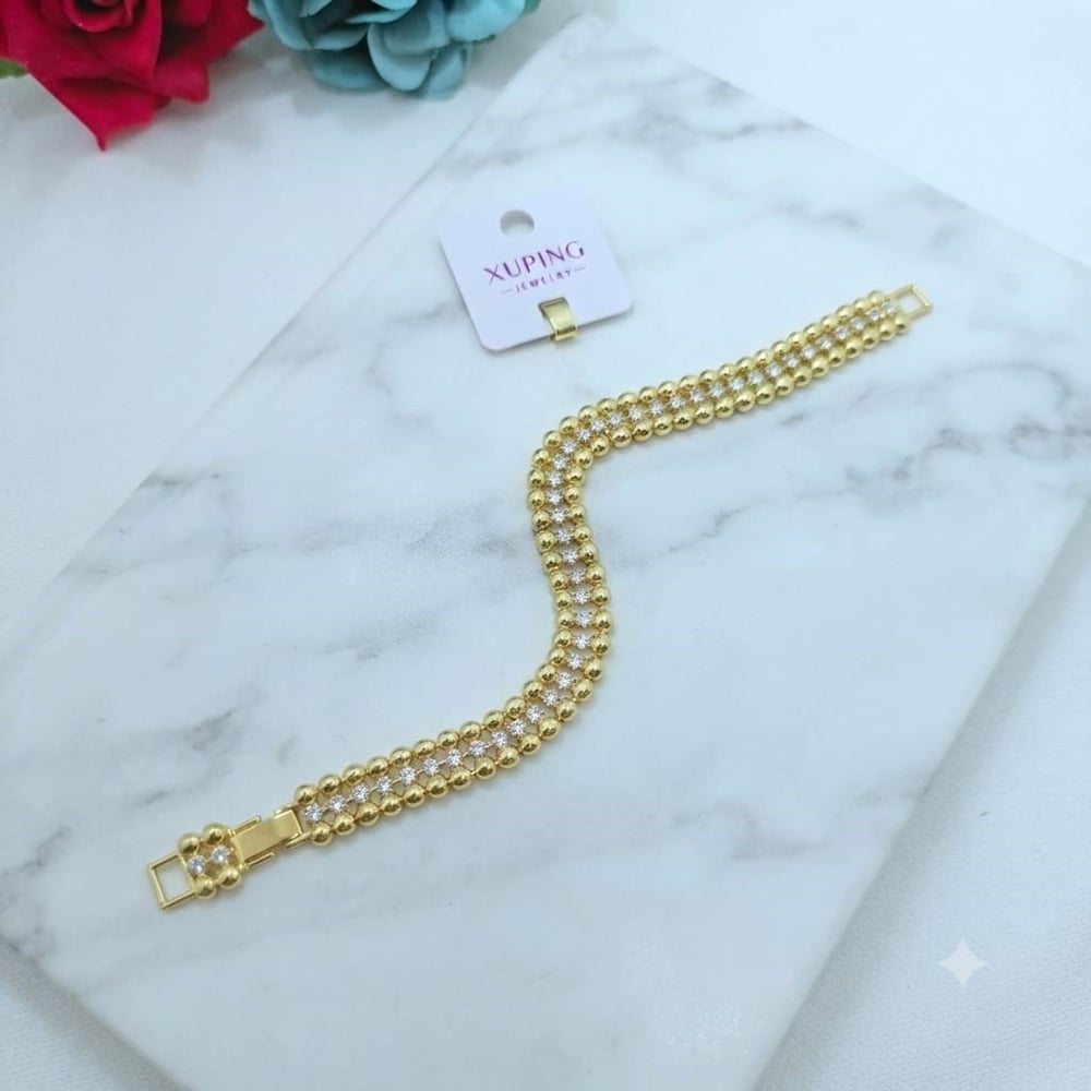 14 K ALTIN KAPLAMA.XUPİNG KALİTESİ ÇELİK BİLEKLİK ESTETİK ZİRKON TAŞLI