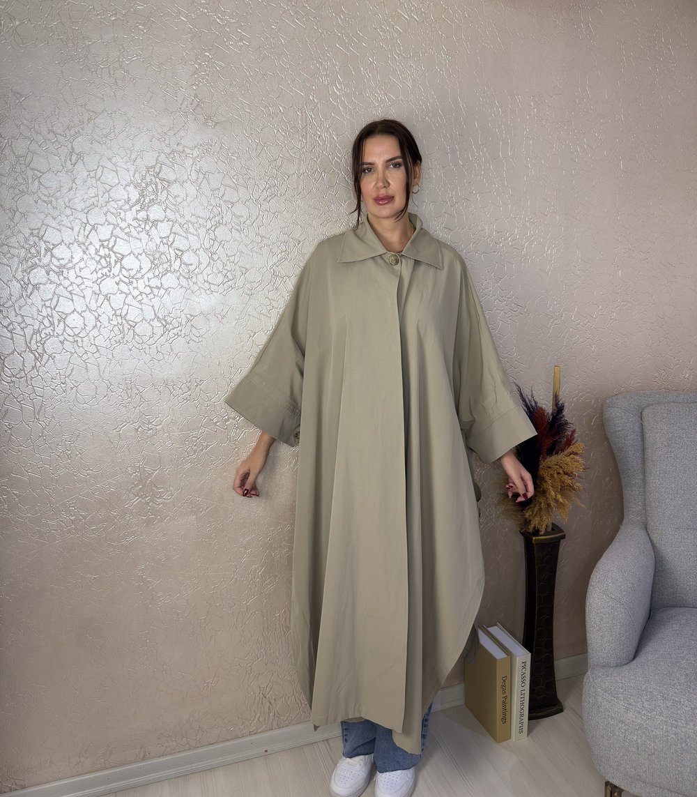 Açık Camel Pelerin Trençkot 