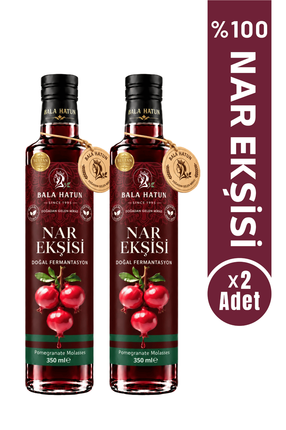 Bala Hatun Nar Ekşisi 350g - %100 Nar Özü, Katkısız ve Koruyucusuz - Pomegranate Molasses (2'li)