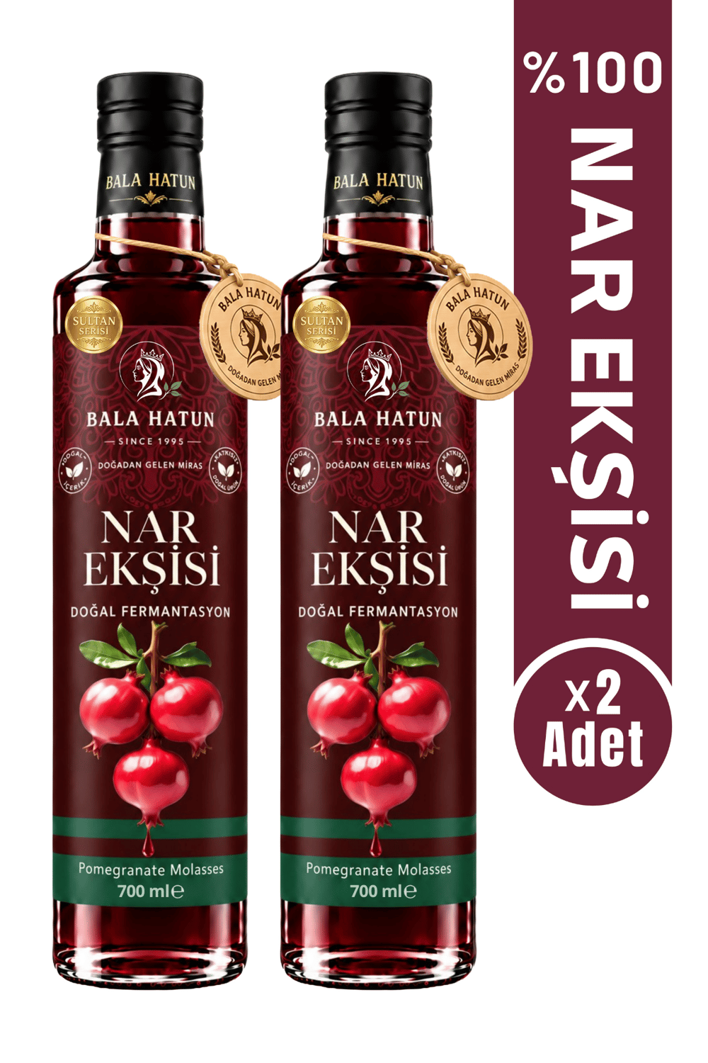 Bala Hatun Nar Ekşisi 700g - %100 Nar Özü, Katkısız ve Koruyucusuz - Pomegranate Molasses (2'li)