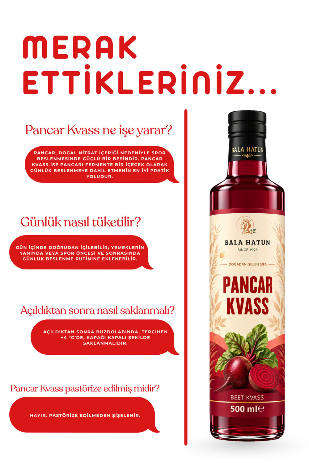 Bala Hatun Pancar Kvass 500ml - Doğal Fermente (Cam Şişe)