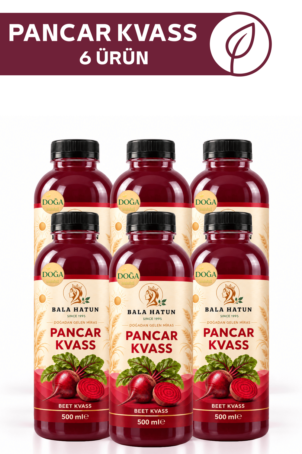 Bala Hatun Pancar Kvass 500ml - Doğal Fermente (6lı Pet Şişe)