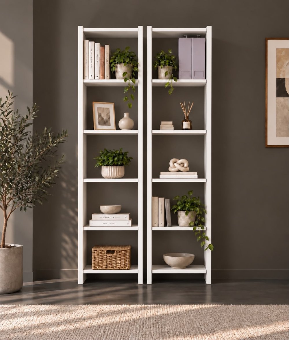 Nur Mobilya Poyraz 2'li Kitaplık- Beyaz