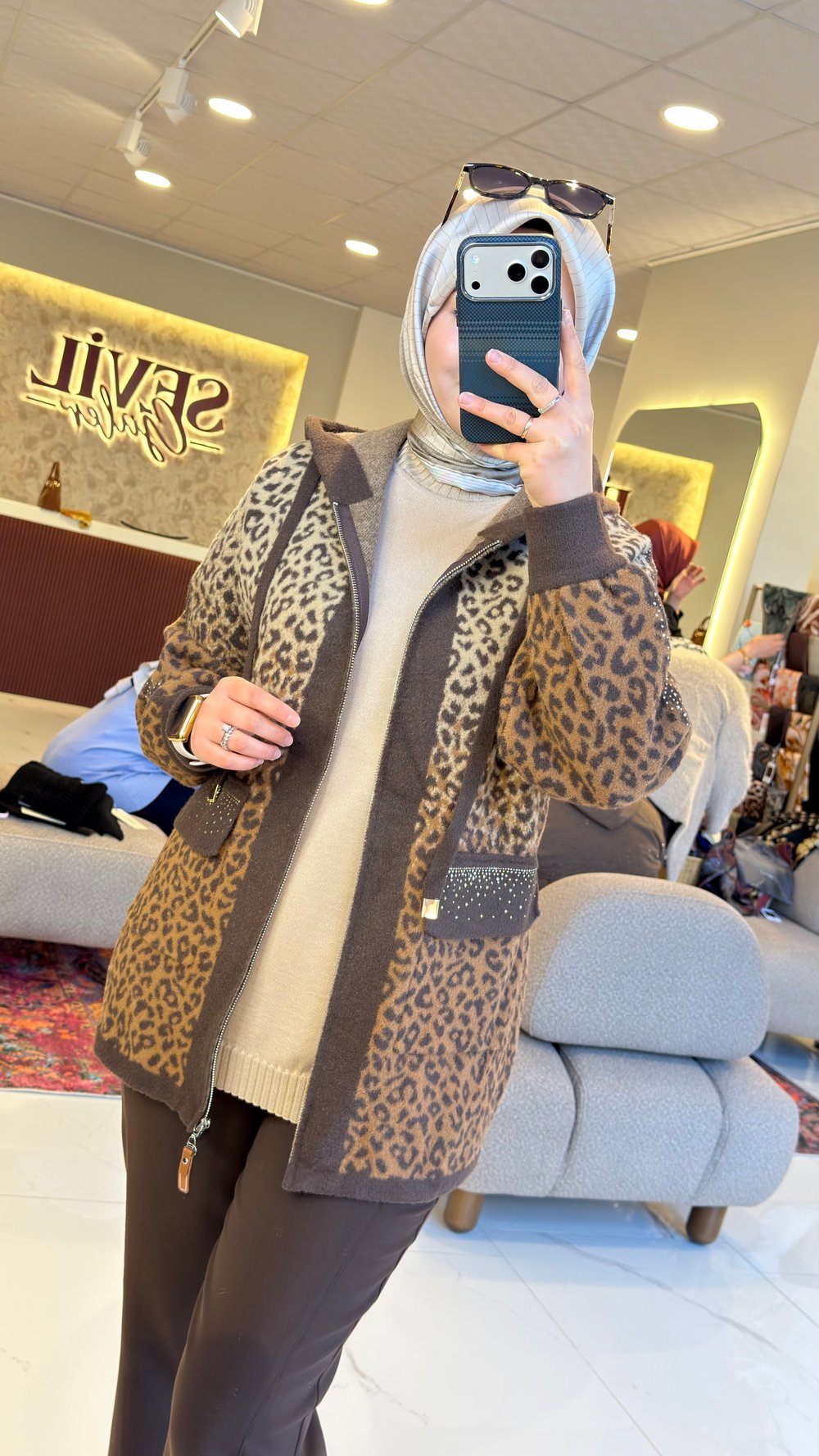 GHİSA LEOPARLI KABAN KAHVE