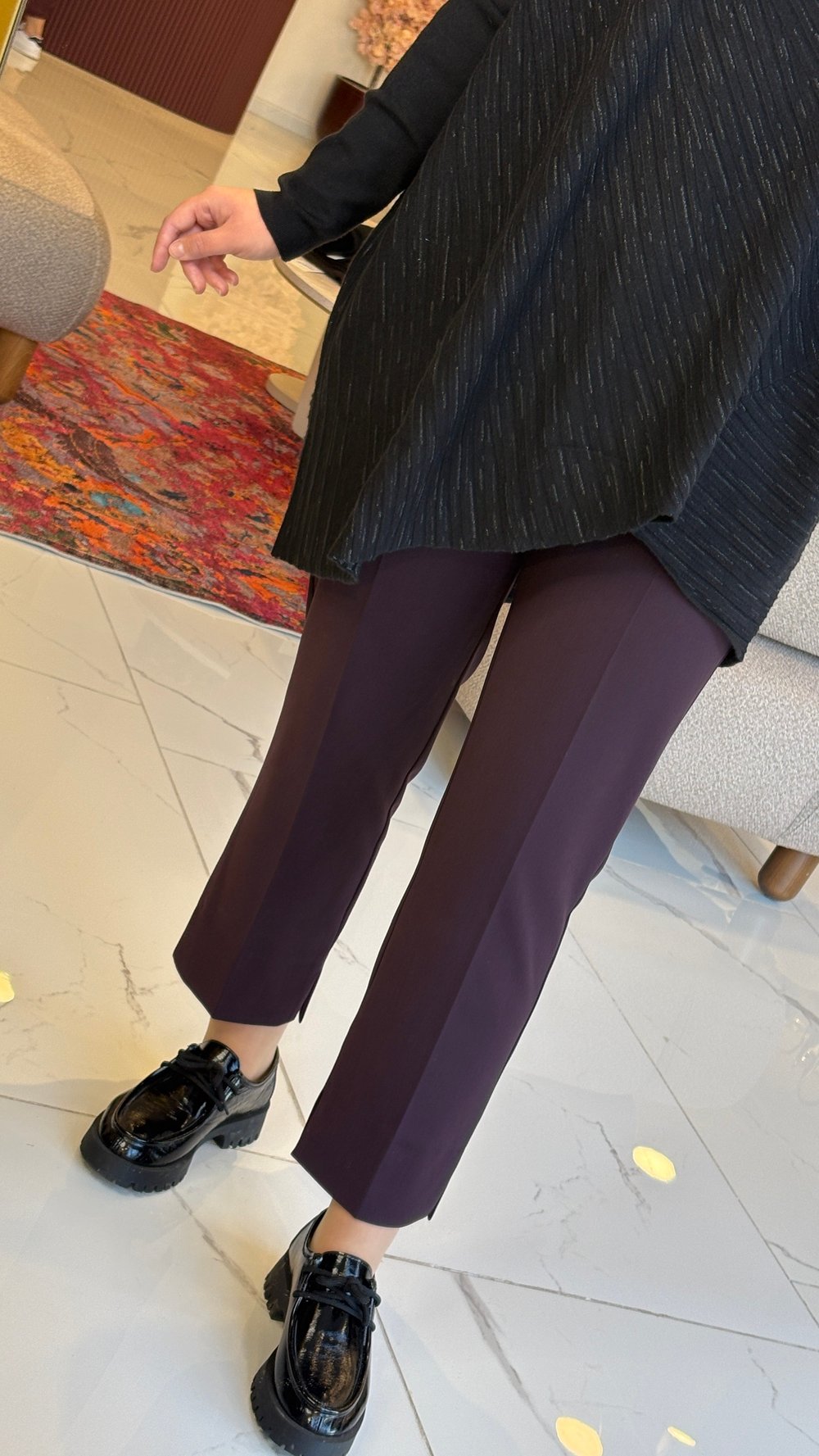 SENTEZ RİO PENSLİ YIRTMAÇLI PANTOLON MÜRDÜM