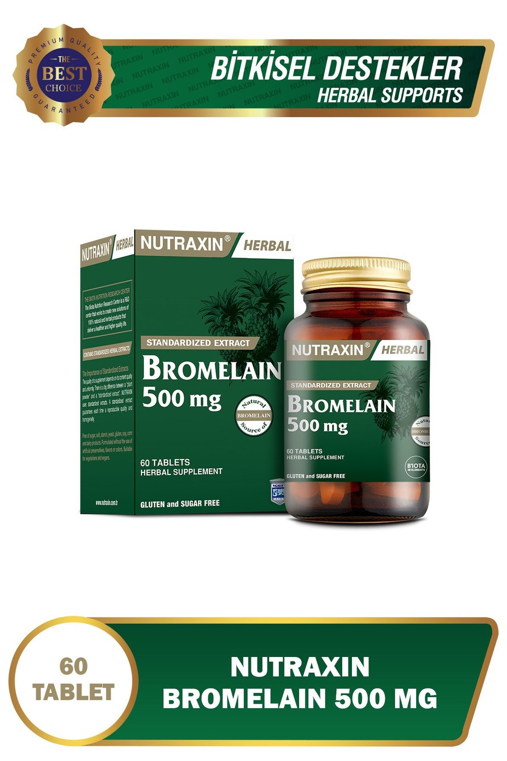 Bromelain 500 Mg Takviye Edici Gıda 60 Tablet