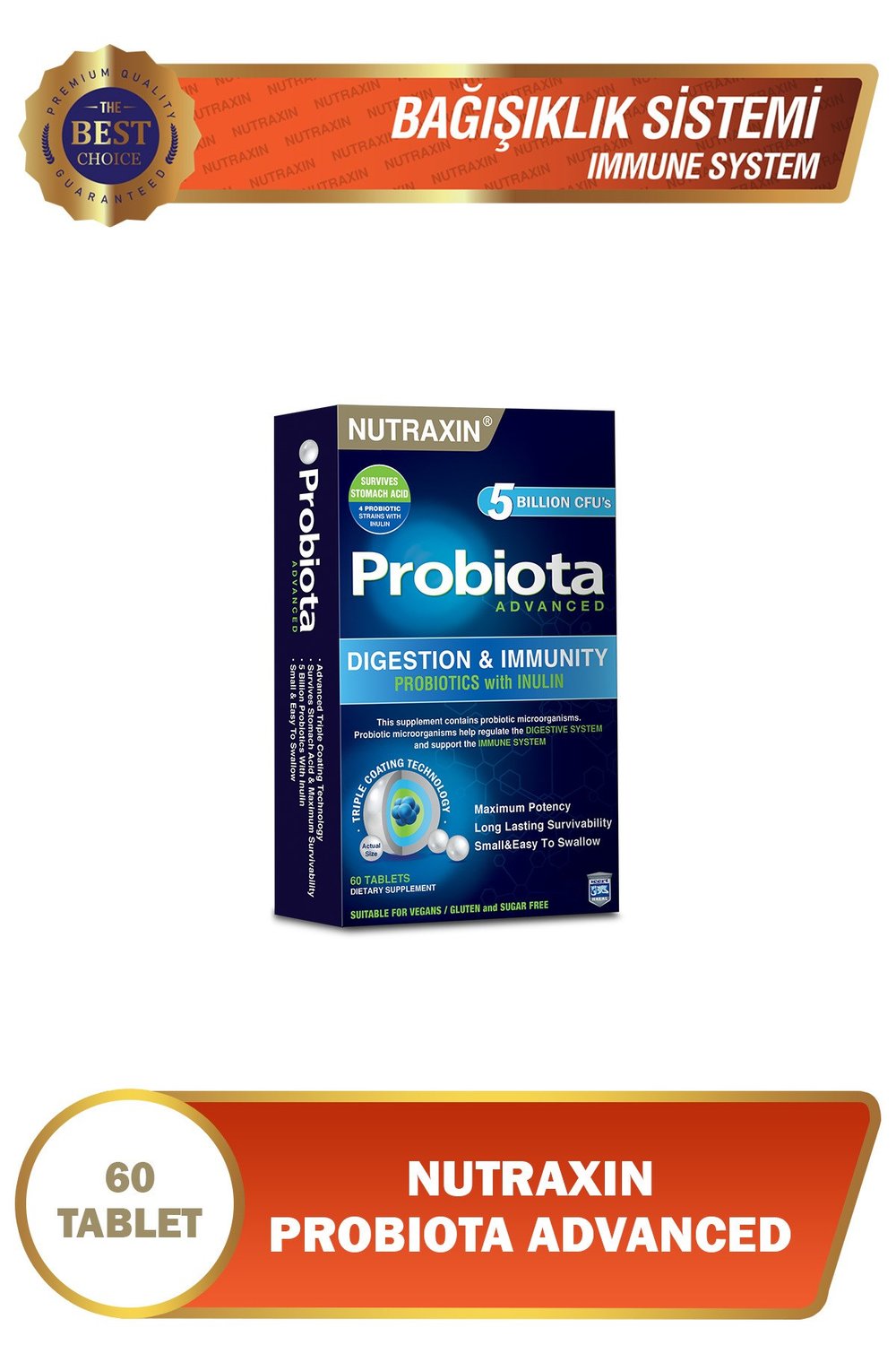 Probiota Advanced 60 Tablet | İnulin Prebiyotik Destekli | Sindirim & Bağışıklık