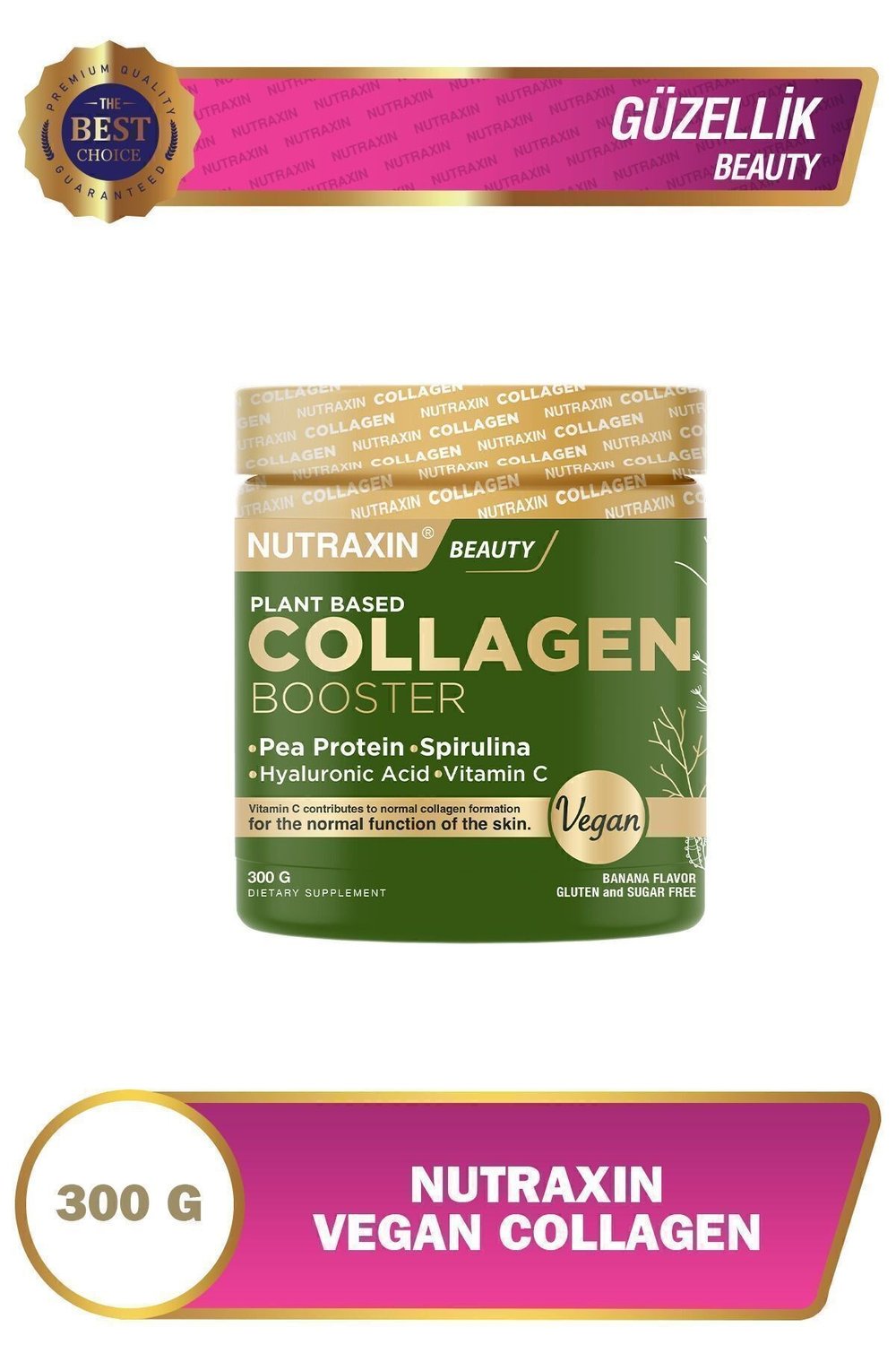 Vegan Protein Booster 300 Gr - Pea Protein, Spirulina, Vitamin C, Hyaluronik Asit Glutensiz