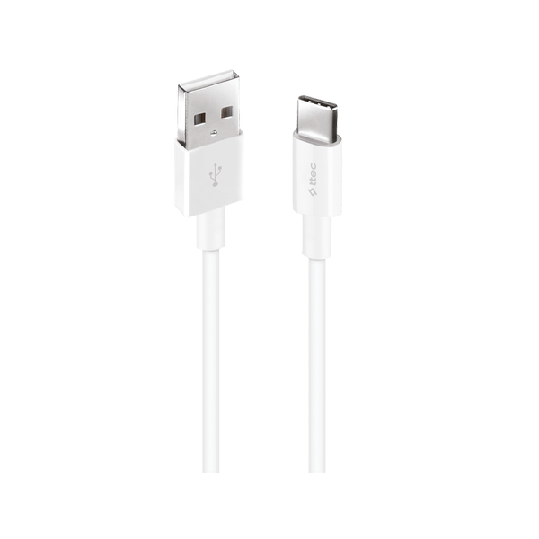 2DK12B ttec USB-A - USB-C Şarj Kablosu Beyaz