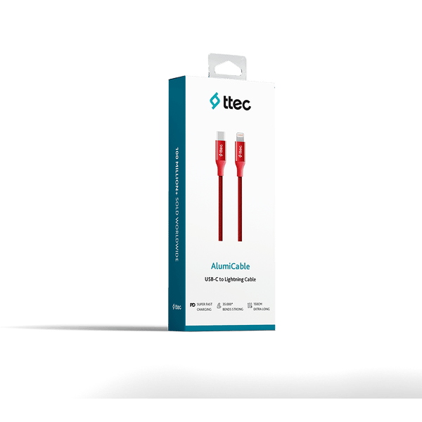 2DK41K ttec AlumiCable USB-C - Lightning Hızlı Şarj Kablosu 150cm Kırmızı